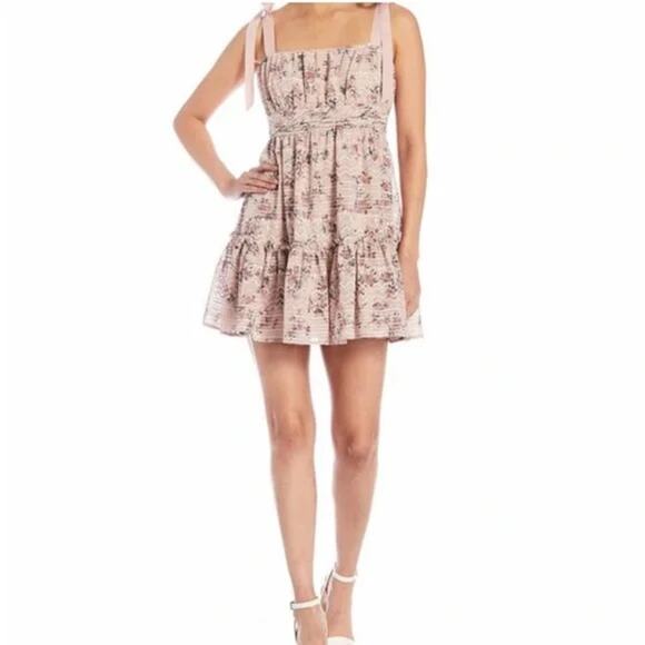 Gianni Bini Ivette Embroider Square Neck Sleeveless A line Floral Dress Size 12 - Picture 1 of 16